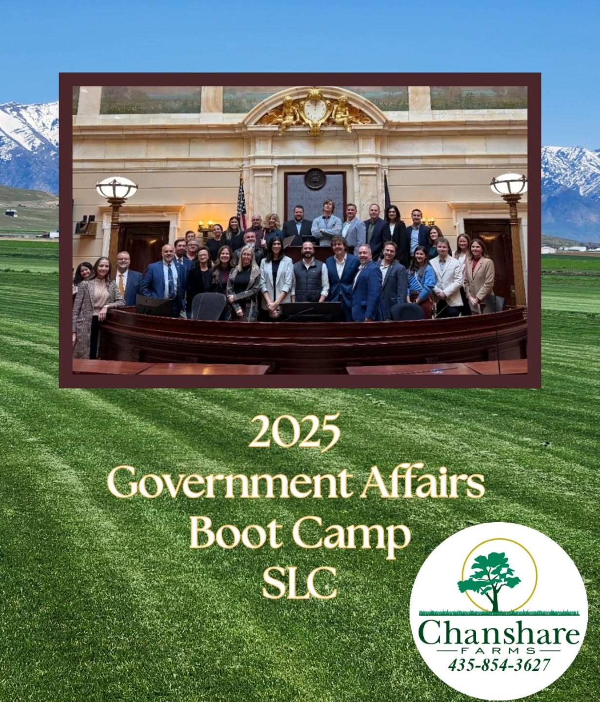 We had the privilege of joining the 2025 Government Affairs Boot Camp with the Salt Lake Chamber! 🇺🇸
Learning directly from Utah’s lawmakers—both Republican and Democratic—and hearing from experts across state government (from Water Resources to the Governor’s Office, legal teams, lobbyists, and more) gave us valuable insight into how to better monitor and support legislation that impacts our land, our water, and our communities.

At the heart of our mission is a simple goal: to be good stewards of the land while beautifying and conserving the environment.

#chansharesod #waterwisesod #grassisgood #learnyourlawn #slcchamber